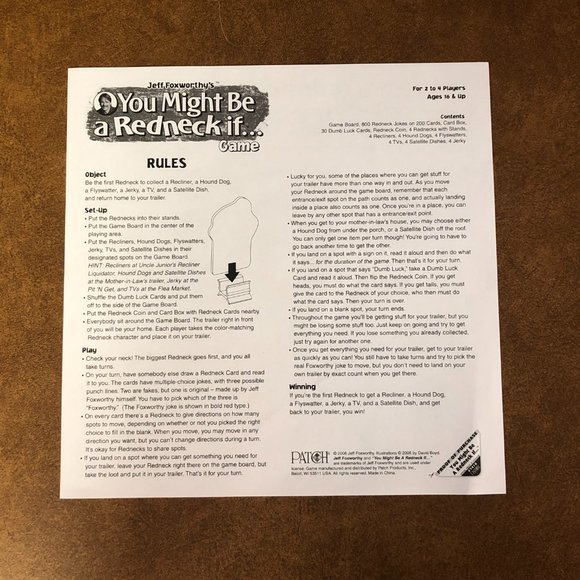 Jeff Foxworthy's YOU MIGHT BE A REDNECK IF Board Game - Picture 4 of 4